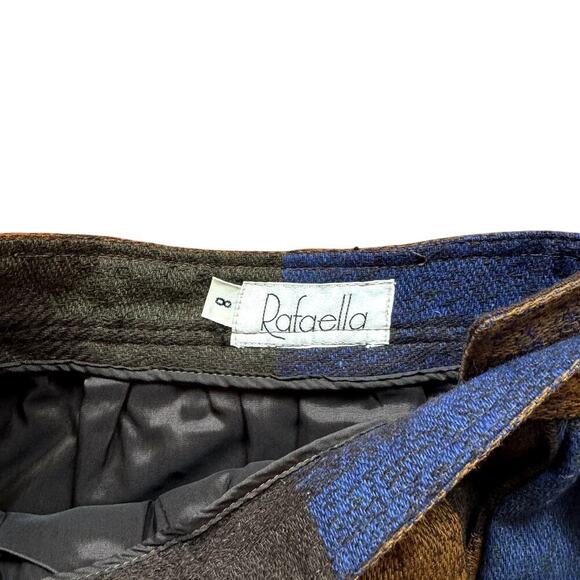 Stunning VTG Plaid Blue Brown Midi Skirt Rafaella Women's Size 8 - Picture 4 of 6